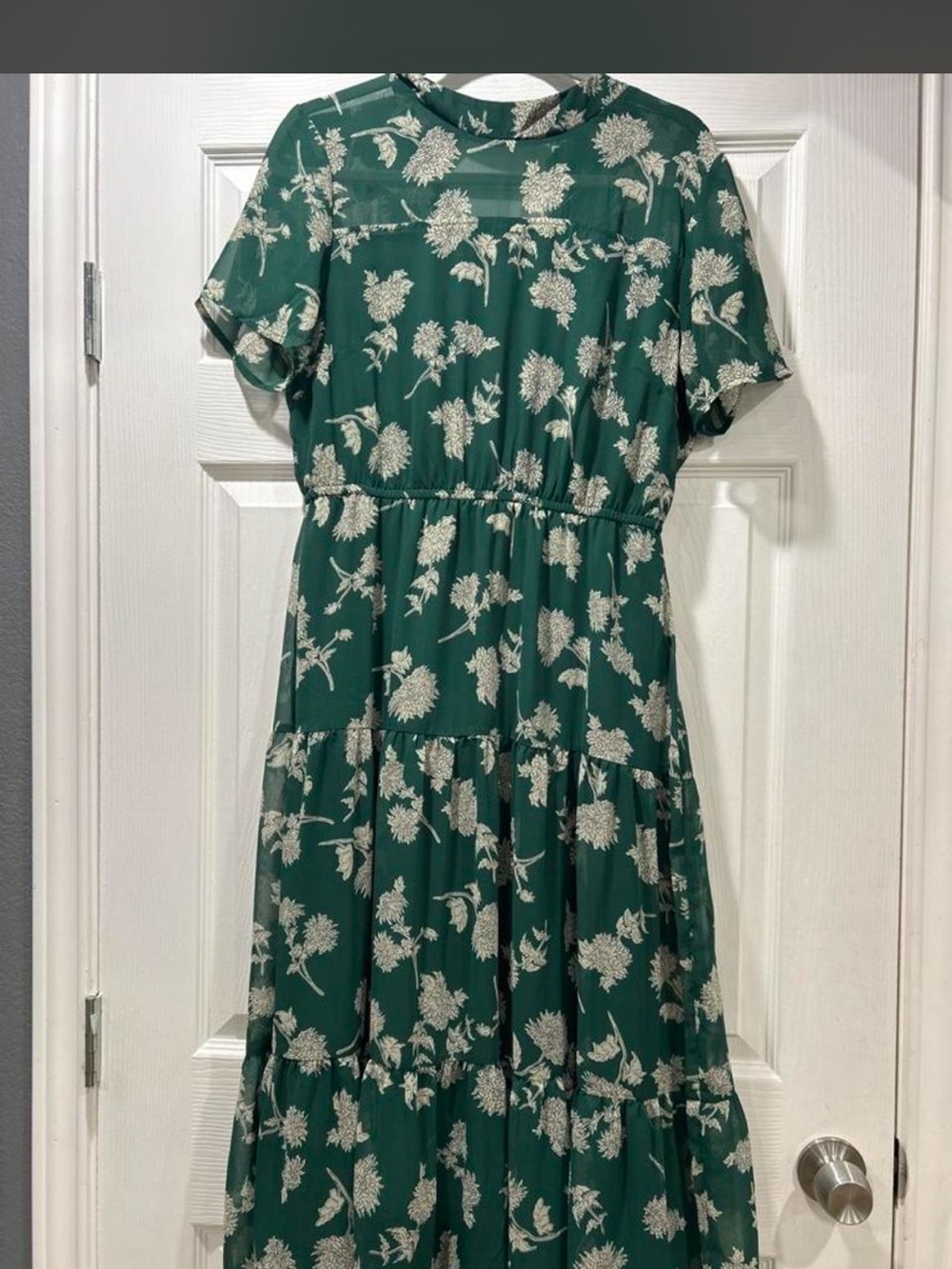 Lulu's Emerald Green Floral Tiered Maxi Dress